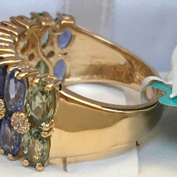 NWT $5790 Effy Watercolors Rainbow Sapphire 5.68 tcw 14K Yellow Gold Ring SZ 7 - Picture 9 of 14